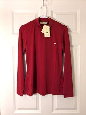 NWT! Women's Small Athletic Red Mock Turtleneck 34" Chest Unstretched